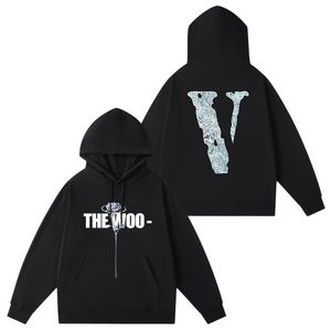 Diseñador de sudadera con capucha negra vlone para hombre Sudadera con capucha de bolsillo de manga larga Sudadera con bolsillo Camisetas de manga larga Top con cremallera completa para mujer para hombre sudaderas con capucha para hombre