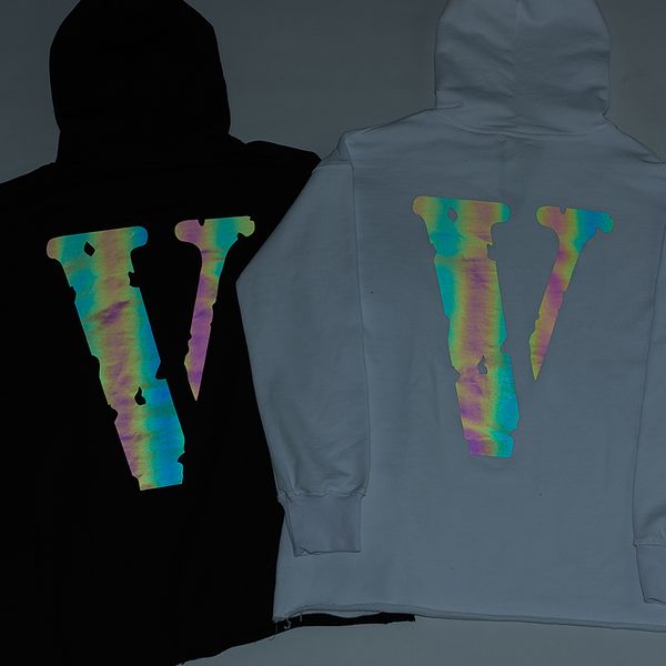 VLONE Sweat à capuche Nouveau coton Lycra tissu hommes et femmes réfléchissant lumineux à manches longues décontracté classique mode tendance hommes sweat à capuche taille américaine S-XL 6859