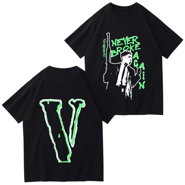 VLONE Camisetas de hombre Diseño original logo Verano Dibujos animados Sin cuello Carta de manga corta suelta Versátil Tops Camisetas negro blanco dt112