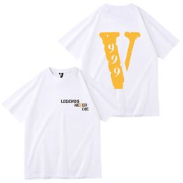 Vlone T-shirt Design T-shirts masculin Big V Vlone Hip Hop Hop Hop Men Femmes à manches courtes S-xl T-shirts masculins VLones Vlone Round Neck T-shirt 999 S-3xl Casual Tshirt Digital S-3xl