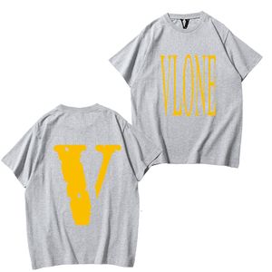 Vlone t-shirt Mens Designer T-shirts Amis Lettre Imprimer Tees Big V Hommes Femmes Manches Courtes Style Hip Hop Noir Blanc Orange T-shirts Vlones Tees Taille S-XL