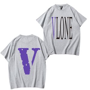 Vlone T-shirt Vlone Originele ontwerp heren t-shirts Vlone Logo Zomer Cartoon Losse letters Letter Losse veelzijdige veelzijdige tops T-shirts Pink Black Wit Rood