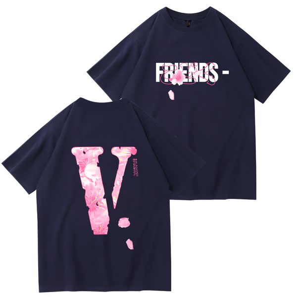 Vlone Tees VLONE Brand T shirt Camisetas para hombre Vlones Trendy pink Letter Big v Print and Women's Casual Hip Hop Short Summer Camisetas para hombre Mujer Diseño hombre Camiseta tamaño s-3xl