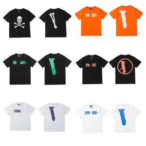 Vlonese zomer populaire herenontwerper T-shirt paar alfabet print t-shirt Big v Men and Women Short Sleeve Style Black White Orange T-shirt