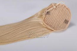 VM 100G Straight Virgin Human Pony Tail Hair Extensions Natural Non Remy Horsetail Tight Hole Clip in Trekkoord Paardenstaart Blonde Bruine kleur