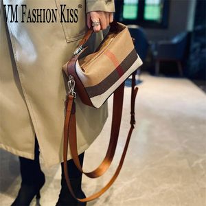 VM FASHION KISS tendance rayé sous les bras sac toile en cuir véritable oreiller épaule sac de messager femme sac à main 240226
