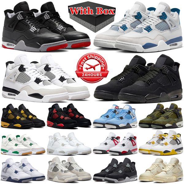 Jumpman 4 Basketball Chaussures Hommes Femmes 4s Militaire Black Cat University Bleu Rouge Tonnerre Blanc Oreo Toile Hommes Baskets Sport Baskets