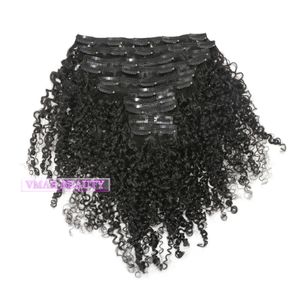 Vmae 11A Clip Dans Les Extensions De Cheveux Humains Vierges En Gros 4A 4B 4C Crépus Droit 120g Couleur Naturelle Pleine Cuticule Alignée Afro Bouclé