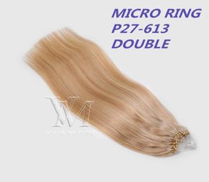 VMAE 11A SALON EUROPESSISCHE RUSSISCHE MICRO RING LOOP MICRO LINKS Silky rechte Dubbele getrokken keratine Fusion Ombre Blonde Remy Virg3243497