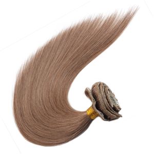 VMAE 160G Natuurlijke Kleur Gouden Volledige Cuticle Uitgelijnde Clip Ins European Braziliaanse Virgin Menselijk Hair Extensions Remy Onverwerkt
