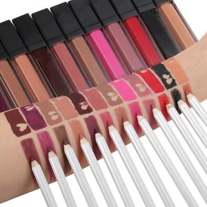 VMAE 2021 Vente Chaude Longue Durée Liquide Étanche 12 Couleurs Rouge À Lèvres Logo Personnalisé Lipliner Ensemble Private Label Rouge À Lèvres Et Crayon À Lèvres Ensemble