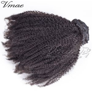 Vmae Braziliaanse Natuurlijke zwarte 4A 4B 12 tot 26 inch 120 g onbewerkte Cuticle uitgelijnde Kinky Curly Virgin Human Hair Clip in