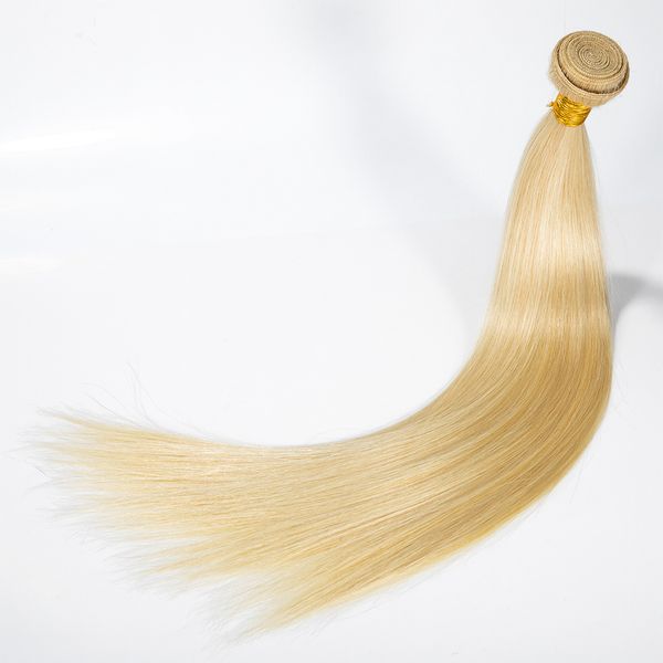 VMAE #613 Extensiones de cabello de trama recta europea virgen rubia 12 a 28 pulgadas 3 paquetes Tejidos Remy 100% suaves naturales sin procesar