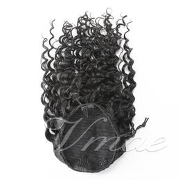 VMAE Braziliaanse Virgin Human Ponytail 140G 3A 3B 3C Kinky Curly Natural Horsetail Tight Hole Clip in Trekkoord Hair Extensions