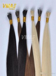 Vmae Rubio Europeo Natural Negro Marrón Recto Doble Dibujado Nano Anillo punta Keratina Stick Cutícula Alineada Virgen Cabello Humano Exten7563169