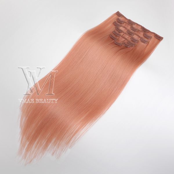 Vmae DOUBLE Clip brésilien européen Ins Extensions de cheveux humains non transformés 100g couleur naturelle doré 13A couleur personnalisée