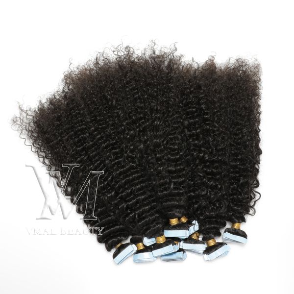 VMAE Virgin Tape In Human Hair Extension Livraison immédiate 28 POUCES Couleur naturelle italienne bouclée Vague d'eau 3A 3C