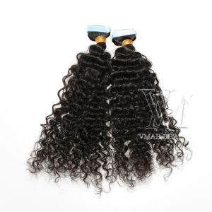 Vmae Indian 100% onbewerkte maagdelijk menselijk haar 11a enkele natuurlijke kleur 3c tape ins hair extensions