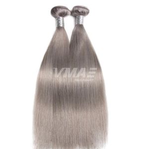 Vmae Indian Remy maagdelijk menselijk haar inslag zilvergrijze kleur 3 bundels zijdeachtige rechte hair extensions 100% onbewerkte weefsels natuurlijk zacht