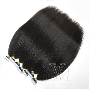 Vmae malaisien cuticule aligné Vrigin pré-collé couleur naturelle 100g Kinky Straight Tape ins Extensions de cheveux humains