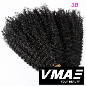 VMAE Maleisische Tangle Gratis Remy Virgin Tape in 3A 3B 3C Kinky Krullend 100g Natuurlijke kleur Single Donor Real Menselijk Hair Extensions