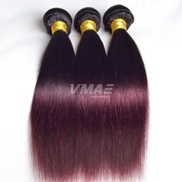 VMAE Ombre Kleur Maleisische Remy Maagd Menselijk Haar Inslag 1b 99J Bourgogne 3 Bundels Silky Straight Hair Extension Weefsels Twee Tone Natural Soft