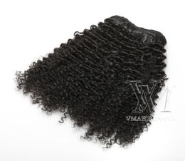 VMAE Peruaanse Afro Kinky Krullend Clip in Menselijk Haarverlenging 3A 3B 3C 4A 4B 4C Clip in 120g Natuurlijke Kleur2353774