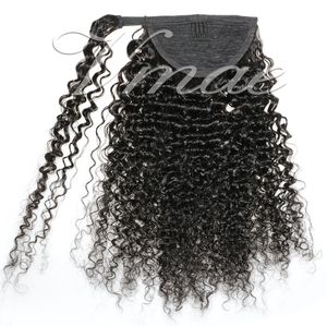 VMAE Envoltura mágica peruana Cola de caballo 120g Cabello humano Sin enredos Cordón sin procesar Cola de caballo Color natural 3C Tejido rizado Banda elástica Corbata