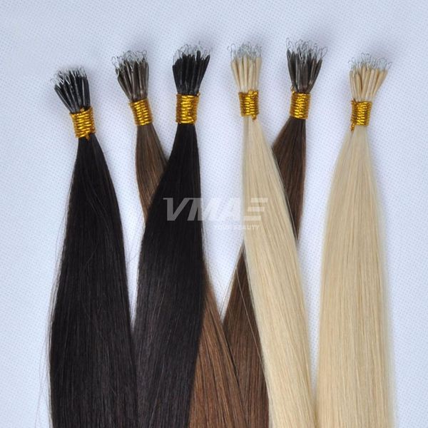 VMAE Remy Virgin Natural Blonde Soft Keratin Fusion 50g Double Drawn Straight Plastic Tip Nano Ring Link Queen Raw Hair Extensions