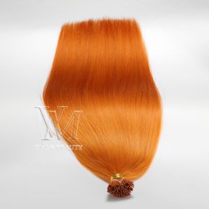 VMAE RUSSISCHE Maagd Pre-Bonded Hair Extensions 1G Strand 100g Oranje Natuurlijke Rechte Keratin Double Getekend I Tip Menselijk Haarverlenging