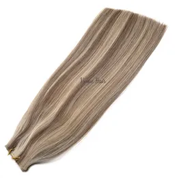 VMAE Salon Quality Highlight Color Genius Tramas de cabello Corte libre atado a mano Doble dibujado 100 g Europa Extensiones de cabello humano virgen crudo ruso