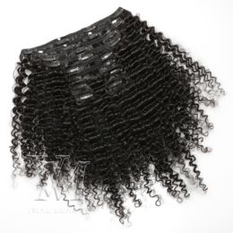 VMAE Fourniture de cheveux vierges birmanes 3c 4a 4b 4c Naturel noir 140g Afro Clip Curly Kinky in Human Hair Extensions