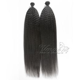 VMAE Groothandel Grade 11a Braziliaanse maagdelijk Human Hair Weft Natural Color Kinky rechte 3 pc's Remy Hair Weave Bundels Extensions