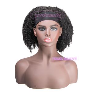 VMAE vente en gros cuticules crues alignées vierge péruvienne Afro bouclés 130 150 180 densité bandeau perruques Extensions de cheveux humains