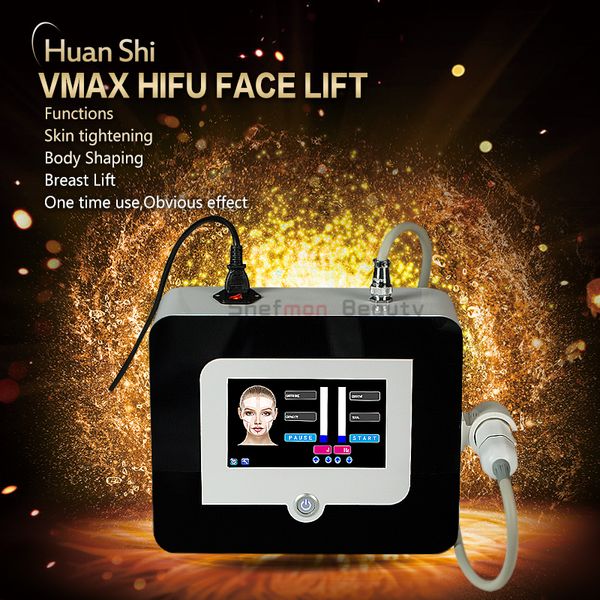 Máquina facial de ultrasonido VMax HIFU Estiramiento de la piel Levantamiento de senos Anti envejecimiento Modelado del cuerpo Removedor de arrugas Equipo de belleza de spa ultrasónico Vmax