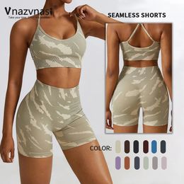 Vnazvansi Shorts sans couture imprimés sport de gymnase Push Up Colls Femme Vêtements d'entraînement High Waist Yoga Leggings for Fitness Sportswear 240401