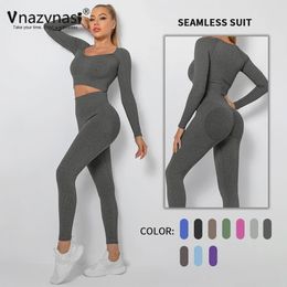 Vnazvnasi 2 PCS Yoga Clothing Set Sports Set voor fitness Athletic Wear Gym naadloze workout kleding vrouwen sportkleding outfit 240425