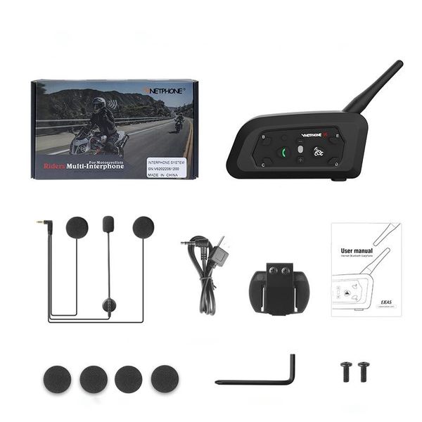 VNetphone fabricante ventas directas 800 metros intercomunicador en tiempo real V6 casco de motocicleta intercomunicador Bluetooth todo cinco 50 Uds