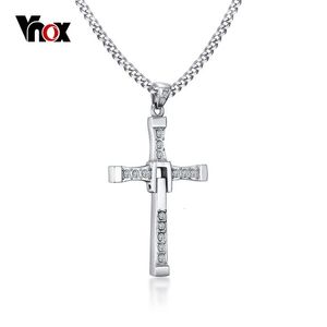 Vnox 316l acier inoxydable croix collier pendentif le rapide et le furieux 8 qualité supérieure pour bon goût cadeau masculin 240313