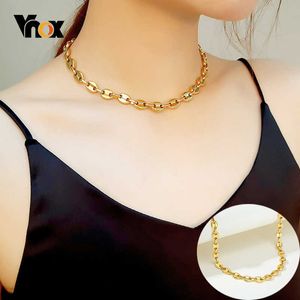 Vnox 8.5mm de large chaîne de haricots cubains lien collier de corne pour femmes or en acier inoxydable Rock Punk bijoux Q0809