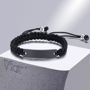 Vnox casual heren gevlochten touwketenarmbanden met gepersonaliseerde naamdatum initiële offerte aangepaste grave lengte verstelbaar