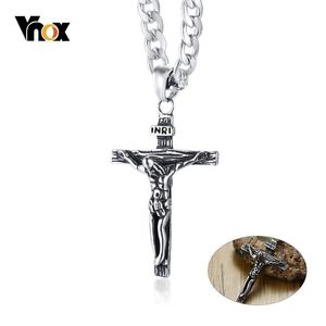 Vnox Crucifix Jésus Croix Collier pour hommes en acier inoxydable chaîne cubaine 20 