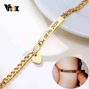 Vnox, pulsera personalizada con nombre de bebé, cadena de acero inoxidable antialergia, regalos de bautismo infantil ajustables para niñas y niños