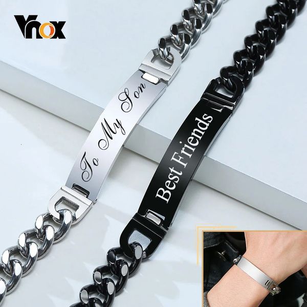 Vnox Free Personnalise Names Bracelets ID en acier inoxydable pour MenCustom Love Gift Père mari fils 912 mm de large 240417