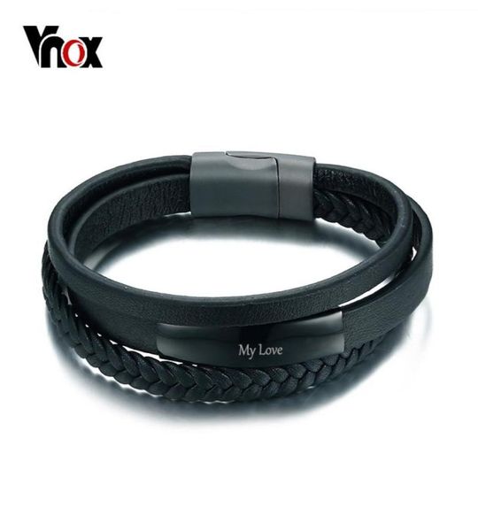 Bracelet en cuir authentique vnox pour hommes IDI d'identification en cuir multicouche bijoux de bijoux masculin gravé Y18917092603557