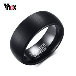 VNOX Sieraden 8mm Tungsten Carbide Wedding Band Ring voor Mannen Zwarte Kleur Maat 7-12 S18101607