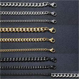 Vnox Mannen Eenvoudige 3-11Mm Rvs Cubaanse Link Chain Kettingen Voor Mannelijke Sieraden Massief Goud Zwart Toon geschenken Miami Curb Dro Dhgarden Otq7B