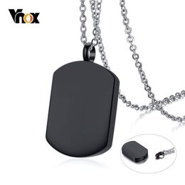 Vnox Hommes Crémation Urne Collier Noir En Acier Inoxydable Dog Tag Pendentif Memorial Cherish Amour Cadeaux Bijoux 201013