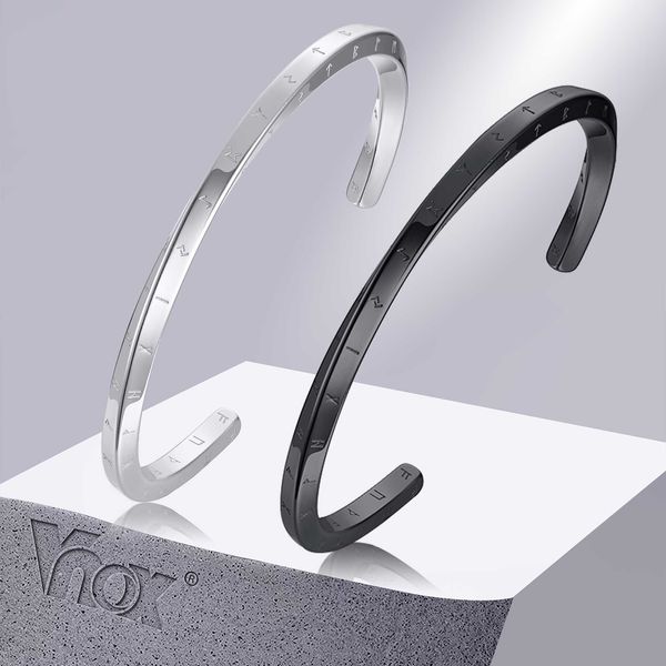 Vnox rétro nordique Vikings manchette bracelets pour hommes, acier inoxydable Mobius mythologie nordique Runes amulette bijoux