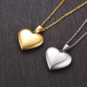 Vnox, collares con marco de fotos de corazón romántico para mujer, regalos se pueden abrir, joyería de recuerdo de amor de promesa de acero inoxidable